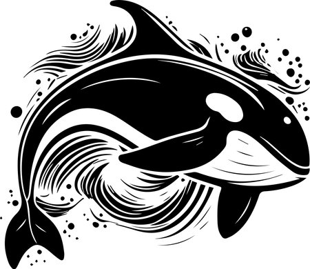 Orca Jumping Black Colorのイラスト素材