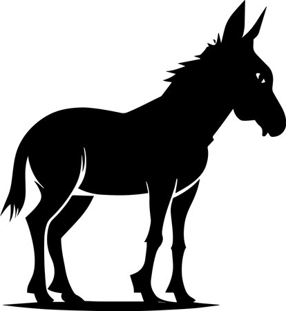 Standing Donkey Black Mascotのイラスト素材