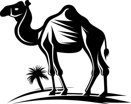 Standing Camel Black Mascotのイラスト素材