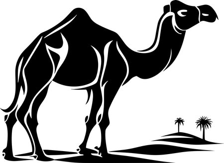 Desert Camel Monochrome Design Styleのイラスト素材