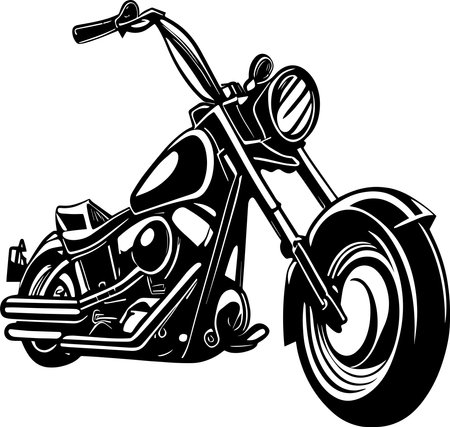 Chopper Motorcycle Monochrome Design Styleのイラスト素材