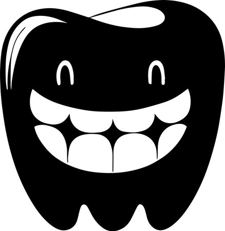 Tooth Mascot Monochrome Design Styleのイラスト素材