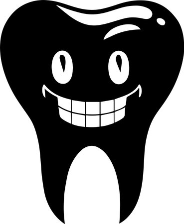Tooth Mascot Monochrome Design Styleのイラスト素材