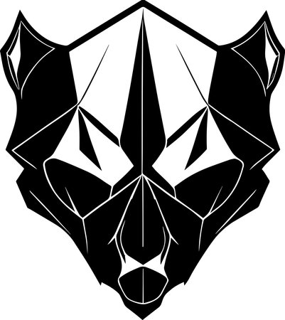 Geometrical Bear Skull Monochrome Design Styleのイラスト素材