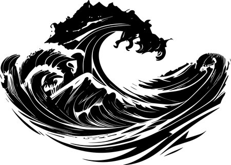 Waves Monochrome Design Styleのイラスト素材