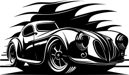 Vintage Luxury Sports Car Monochrome Design Styleのイラスト素材