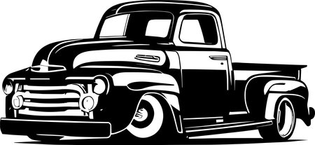 Vintage Pickup Truck Monochrome Design Styleのイラスト素材