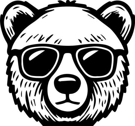 Bear Wearing Glasses Logo Monochrome Design Styleのイラスト素材