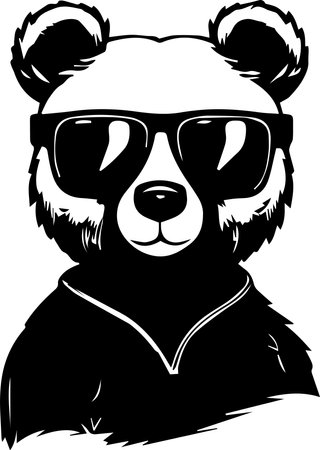 Bear Wearing Glasses Logo Monochrome Design Styleのイラスト素材