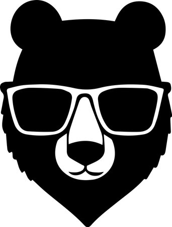 Bear Wearing Glasses Logo Monochrome Design Styleのイラスト素材