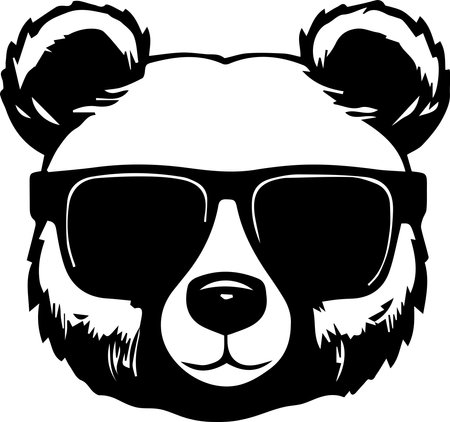 Bear Wearing Glasses Logo Monochrome Design Styleのイラスト素材