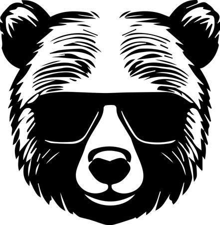Bear Wearing Glasses Logo Monochrome Design Styleのイラスト素材