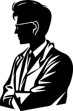 Doctor Silhouette Logo Monochrome Design Styleのイラスト素材