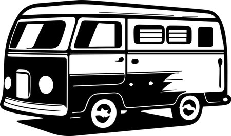Camper RV Motorhome Logo Monochrome Design Styleのイラスト素材