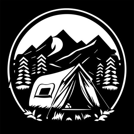 Camping Logo Monochrome Design Styleのイラスト素材