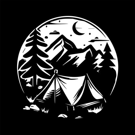 Camping Logo Monochrome Design Styleのイラスト素材