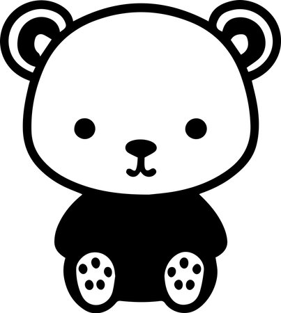 Cute Stuffed Teddy Bear Monochrome Logoのイラスト素材