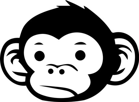 Cute Monkey Logo Monochrome Design Styleのイラスト素材