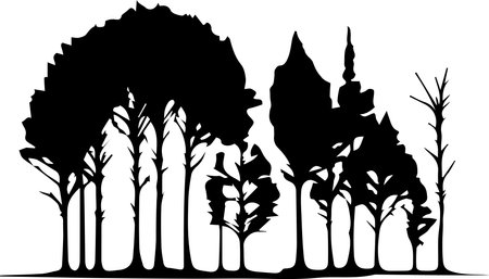 Forest Trees Silhouette Logo Monochrome Design Styleのイラスト素材