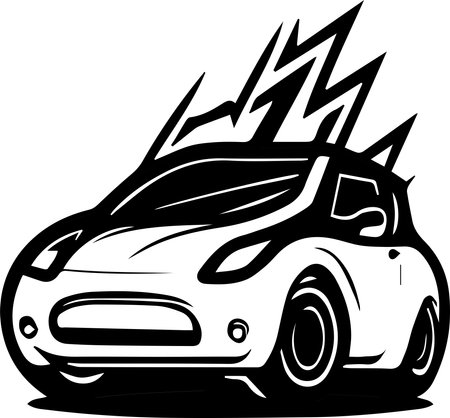 EV Electric Vehicle Logo Monochrome Design Styleのイラスト素材