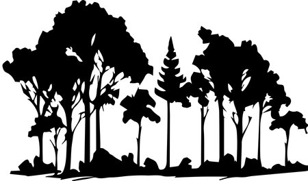 Forest Trees Silhouette Logo Monochrome Design Styleのイラスト素材