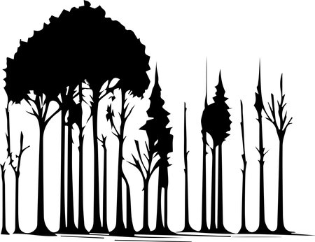Forest Trees Silhouette Logo Monochrome Design Styleのイラスト素材