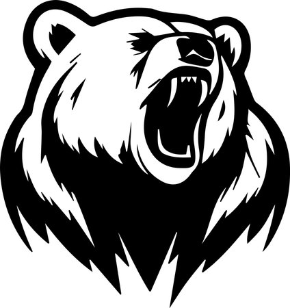 Grizzly Bear Monogram Logo Monochrome Design Styleのイラスト素材