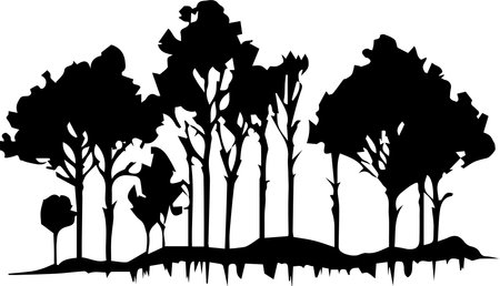 Forest Trees Silhouette Logo Monochrome Design Styleのイラスト素材