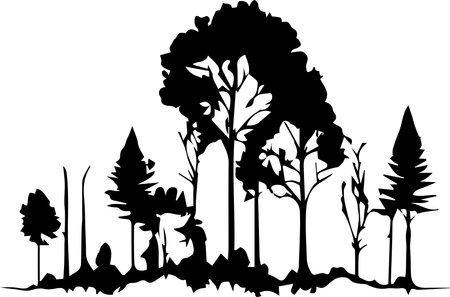 Forest Trees Silhouette Logo Monochrome Design Styleのイラスト素材