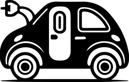 EV Electric Vehicle Logo Monochrome Design Styleのイラスト素材