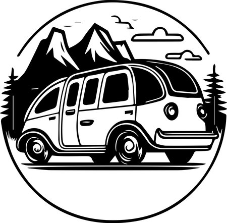 EV Electric Vehicle Logo Monochrome Design Styleのイラスト素材