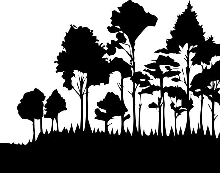 Forest Trees Silhouette Logo Monochrome Design Styleのイラスト素材