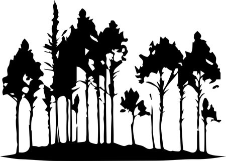 Forest Trees Silhouette Logo Monochrome Design Styleのイラスト素材