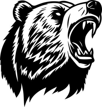 Grizzly Bear Monogram Logo Monochrome Design Styleのイラスト素材
