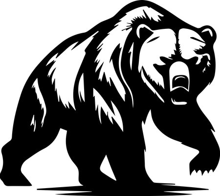 Grizzly Bear Monogram Logo Monochrome Design Styleのイラスト素材