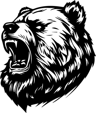Grizzly Bear Monogram Logo Monochrome Design Styleのイラスト素材