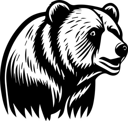 Grizzly Bear Monogram Logo Monochrome Design Styleのイラスト素材