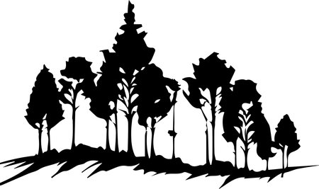 Forest Trees Silhouette Logo Monochrome Design Styleのイラスト素材