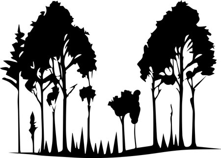Forest Trees Silhouette Logo Monochrome Design Styleのイラスト素材