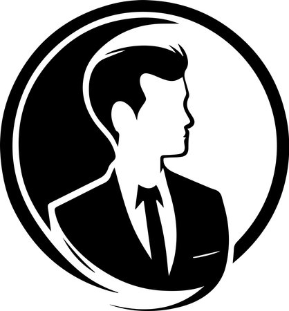 Man Wearing A Suit Logo Monochrome Design Styleのイラスト素材