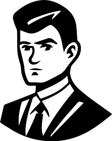 Man Wearing A Suit Logo Monochrome Design Styleのイラスト素材
