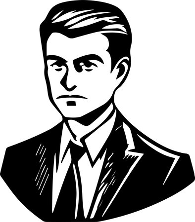 Man Wearing A Suit Logo Monochrome Design Styleのイラスト素材