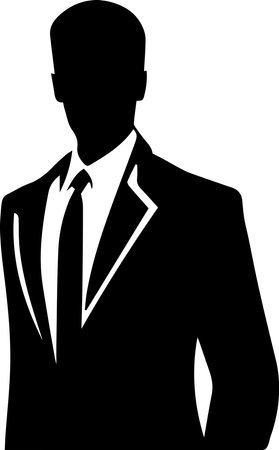 Man Wearing A Suit Logo Monochrome Design Styleのイラスト素材
