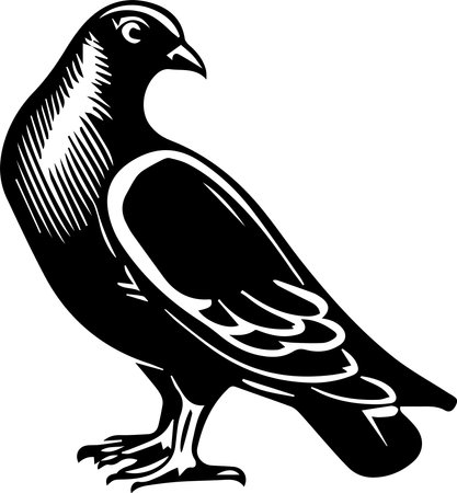 Pigeon Logo Monochrome Design Styleのイラスト素材