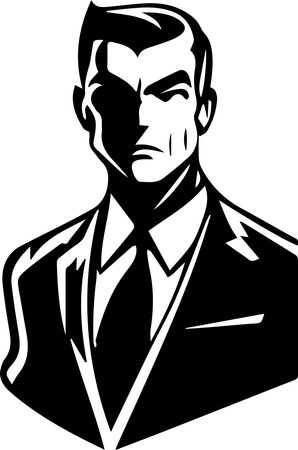 Man Wearing A Suit Logo Monochrome Design Styleのイラスト素材