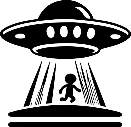 UFO Abduction Spaceship Logo Monochrome Design Styleのイラスト素材