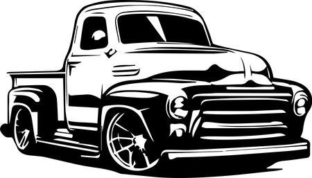 Vintage Pickup Truck Logo Monochrome Design Styleのイラスト素材