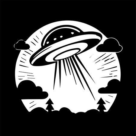 UFO Spaceship Logo Monochrome Design Styleのイラスト素材