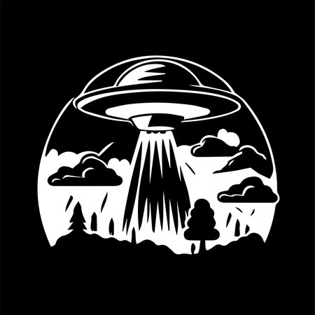 UFO Spaceship Logo Monochrome Design Styleのイラスト素材