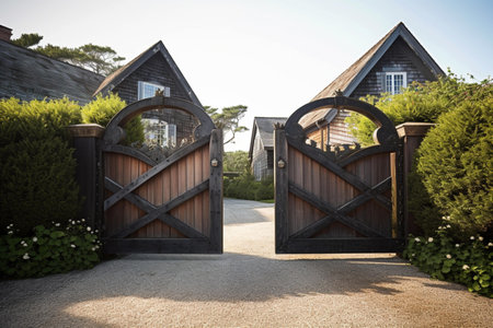 Mansion Open Gate Entrance Vacation Homeの写真素材